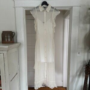 Marissa Webb | Sheer White Ruffle dress with slip
